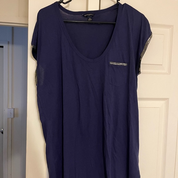 Banana Republic Factory Blue Relaxed Cap Sleeve Tee. Sparkle details on sleeves - Picture 1 of 3